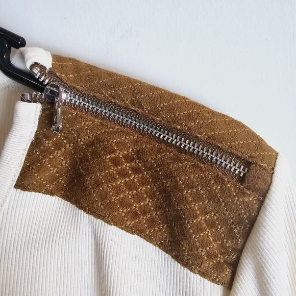 Lauren Ralph Lauren Cream Ribbed Long Sleeve Top w/Zipper Details Sz XL.C59 - Picture 10 of 12